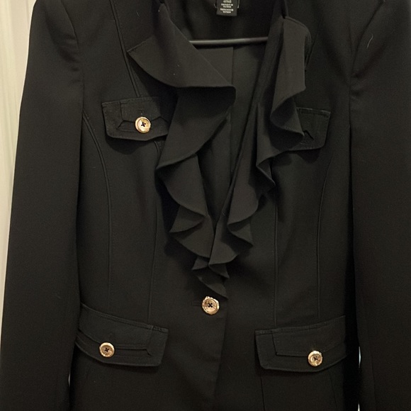 WHBM size 2 black jacket with ruffles and usable pockets. Very gently used. - Picture 5 of 13